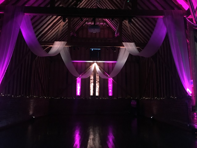Uplit Drapes and Festoon Canopy at Lillibrooke Manor